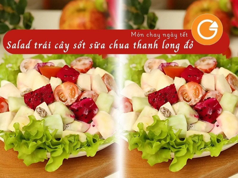 Salad trái cây sốt sữa chua thanh long đỏ tươi mát