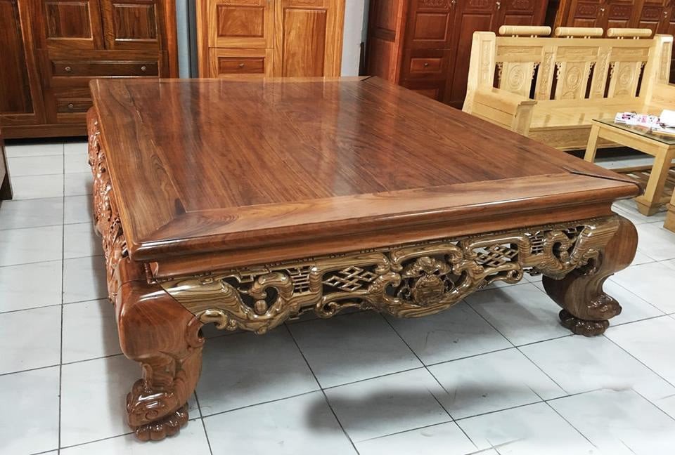 Sập gỗ mun chạm khắc tinh xảo