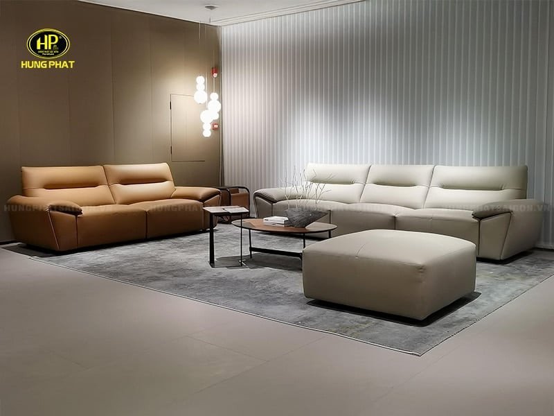 Sofa bọc da bò cho phòng khách cao cấp