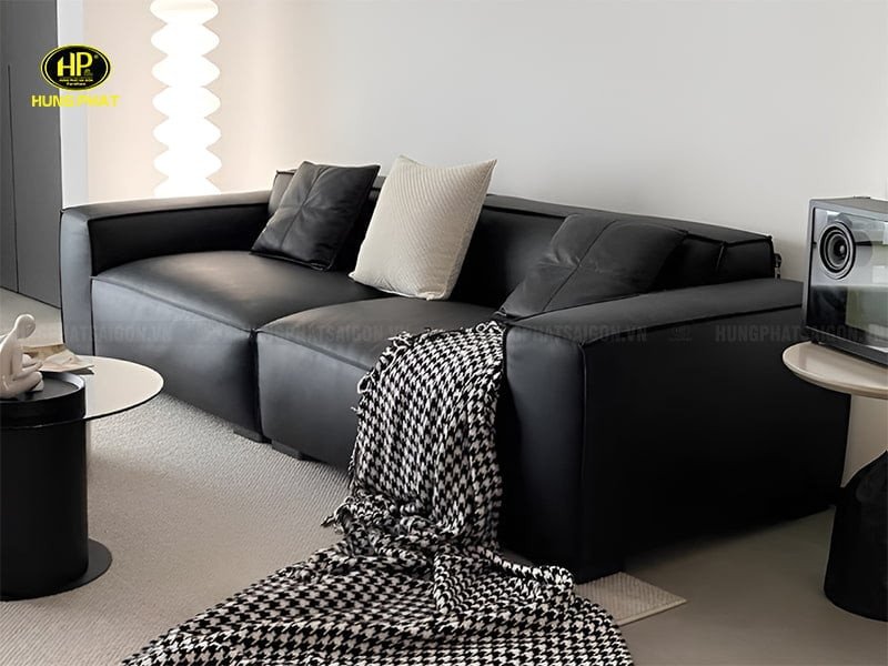 Sofa bọc da cho không gian phòng khách hiện đại