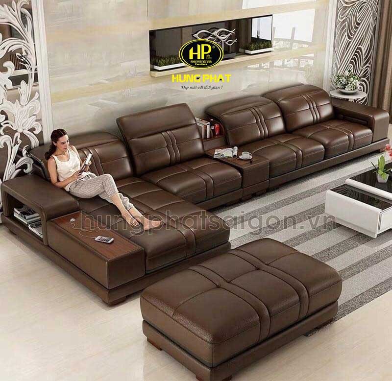 Sofa da sang trọng HD-27 phù hợp với không gian phòng khách lớn