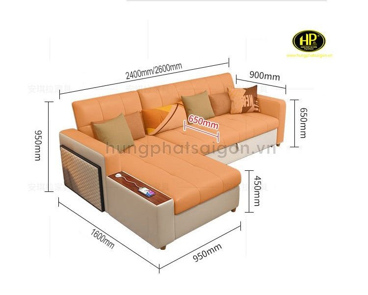 Sofa giường đa năng màu xám khi chuyển thành giường ngủ