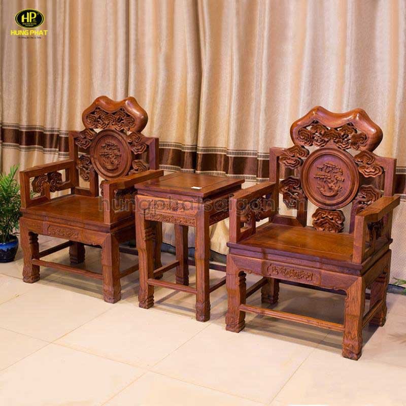 Sofa gỗ căm xe cổ điển kết hợp bàn trà nhỏ tiện lợi