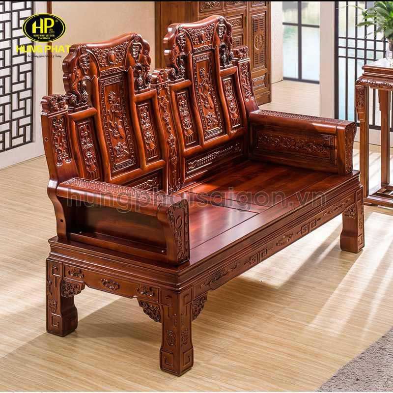 Sofa gỗ căm xe dạng băng 2 chỗ ngồi