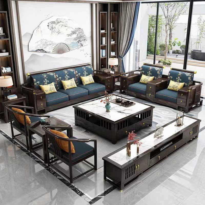 Sofa gỗ gụ phong cách Nhật Bản tối giản