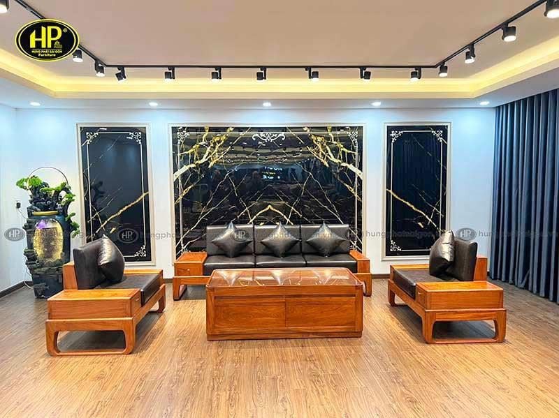 Sofa gỗ hương vân kiểu chân hươu hiện đại