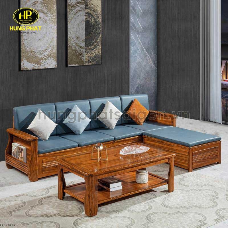 Sofa góc L gỗ keo tiện lợi có hộc để đồ