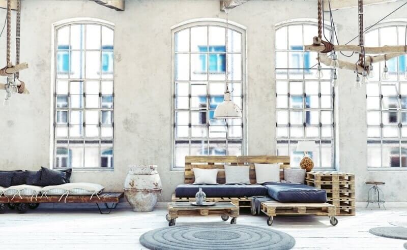 sofa pallet gỗ dạng bệt không tựa