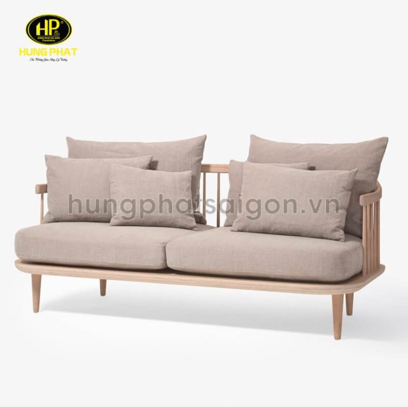 Sopha gỗ vintage decor khung vòm màu kem