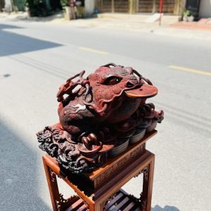 Tượng Cóc Ngậm Tiền (Thiềm Thừ Phong Thủy) Gỗ Trắc Hộp Ngang 50cm Thiem thu phong thuy go trac viet ngang 50cm - 2