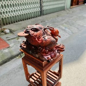 Tượng Cóc Ngậm Tiền (Thiềm Thừ Phong Thủy) Gỗ Trắc Hộp Ngang 50cm Thiem thu phong thuy go trac viet ngang 50cm - 3