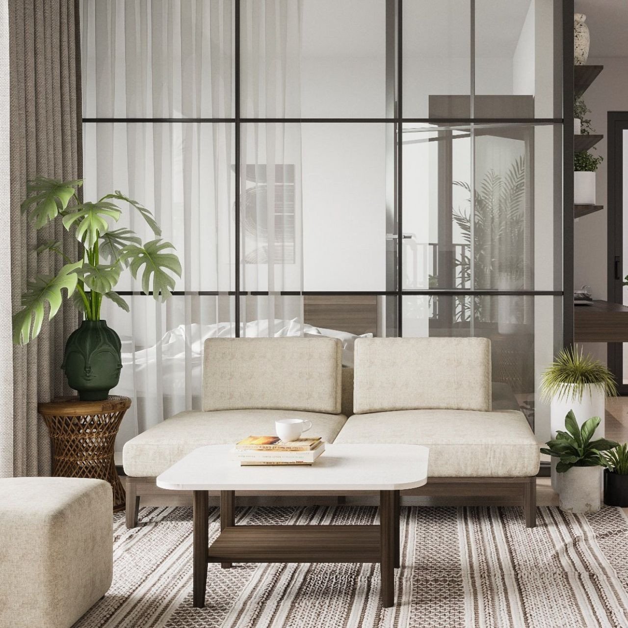 Thiết kế ghế sofa mini khung gỗ tự nhiên hiện đại