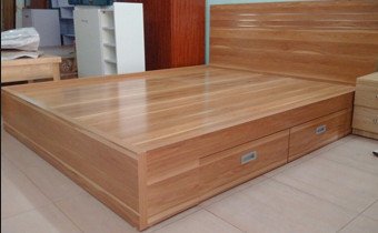 Thiết kế giường ngủ đơn giản làm từ vật liệu gỗ ép