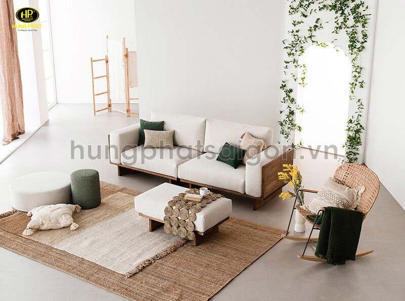 Thiết kế sofa văng sử dụng chất liệu gỗ công nghiệp