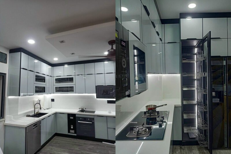Thiết kế tủ bếp hiện đại với đảo bếp tiện nghi