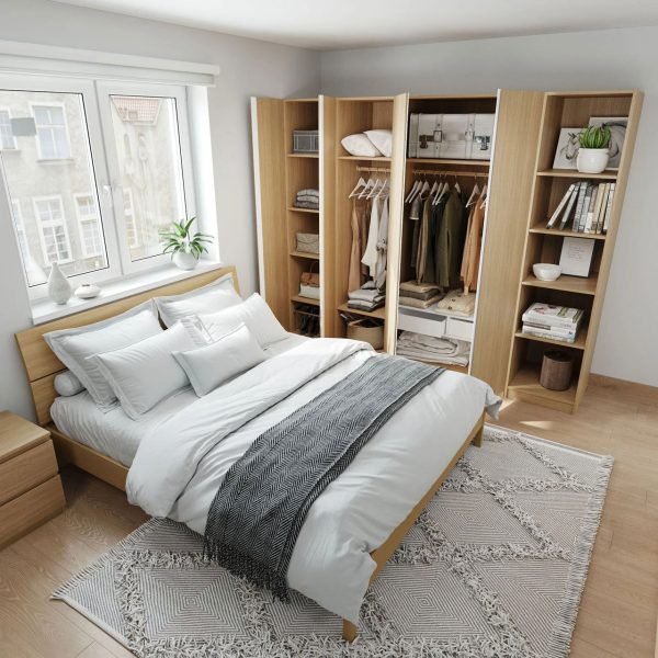 Thiết kế tủ quần áo gỗ nhiều cánh cho cặp đôi