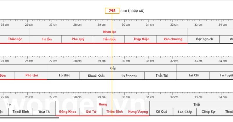 Thước Lỗ Ban 39cm dùng đo kích thước bàn thờ phong thủy