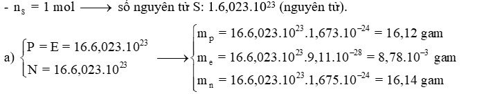 Tính toán khối lượng electron, proton và neutron trong một mol nguyên tử