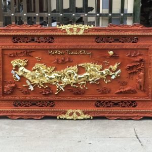 Tranh Bát Mã Đáo Thành Công Gỗ Hương Đỏ Ngang 217