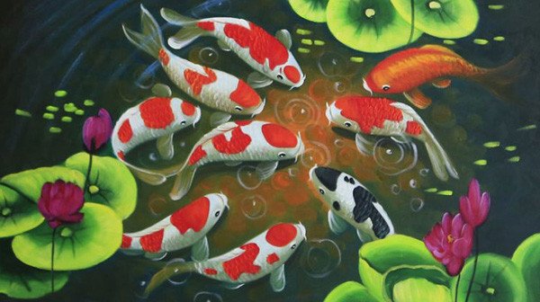 tranh cá chép phong thủy