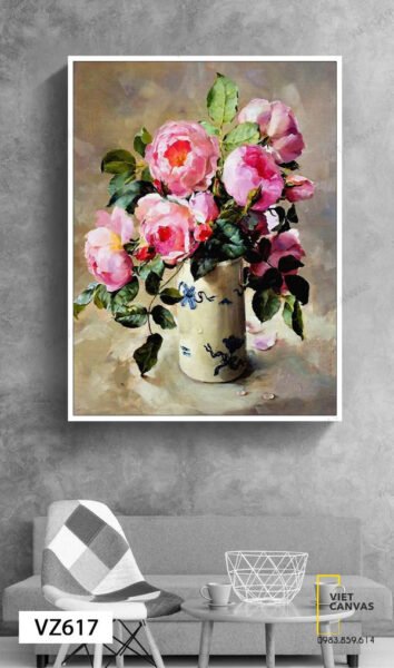 Tranh hoa mẫu đơn biểu tượng phú quý và hạnh phúc trong phong thủy