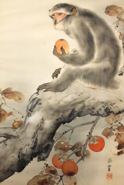 Tranh minh họa linh vật Khỉ biểu trưng cho người tuổi Canh Thân 1980 theo phong thủy.