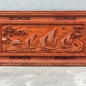 Tranh Thuận Buồm Xuôi Gió Gỗ Hương Đỏ Ngang 197