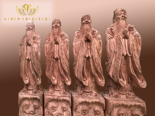 Trưng bày tượng gỗ Khổng Tử trên bàn làm việc cho công danh sự nghiệp
