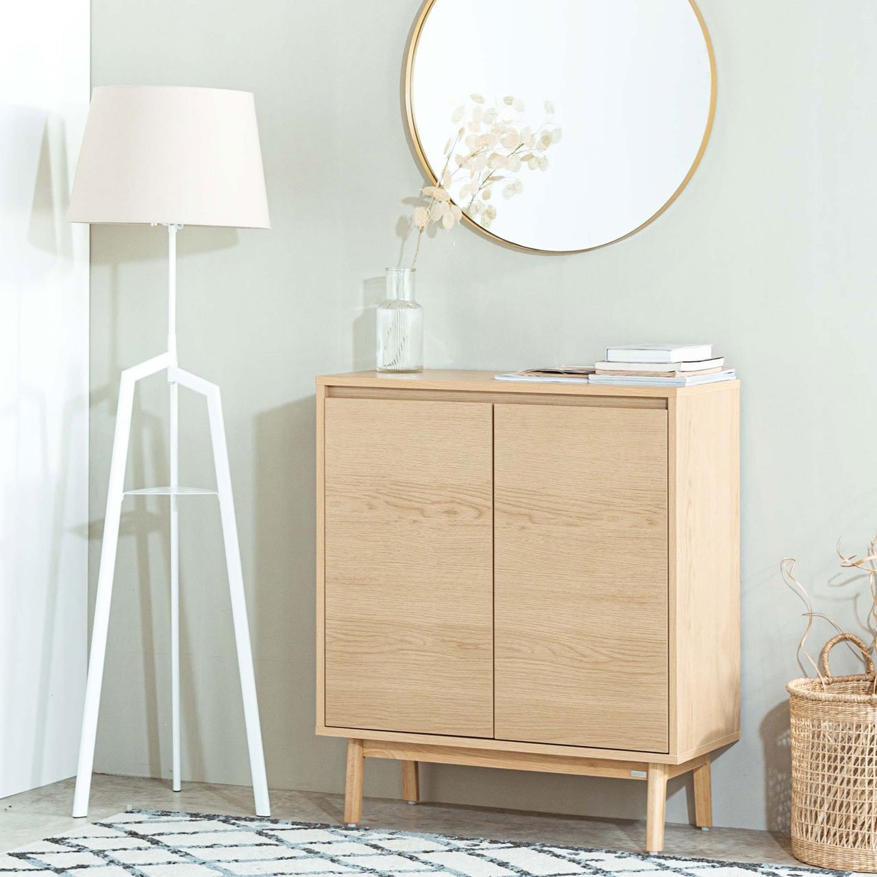 Tủ giày trang trí gỗ Oslo cho phòng khách thêm ngăn nắp