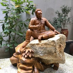 Tượng Đại Tướng Võ Nguyên Giáp Gỗ Bách Xanh Cao 52cm - 2