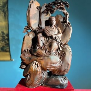 Tượng-Khổng-Minh-Tiên-Sinh-Gỗ-Trắc-Dổ-Den-Cao-76cm-1-scaled