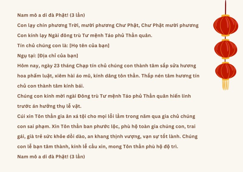 Văn khấn cúng ông Công ông Táo trên bàn thờ Thần Tài chuẩn xác
