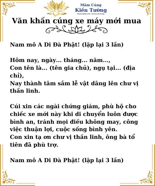 Văn khấn cúng xe máy mới mua chi tiết