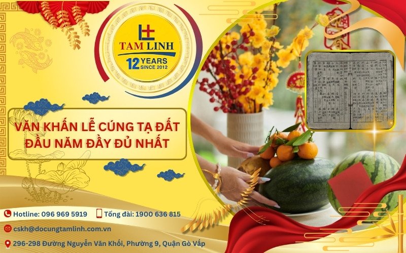 Văn khấn tạ đất đầu năm và lễ vật cúng bái trang trọng, thể hiện lòng thành kính.