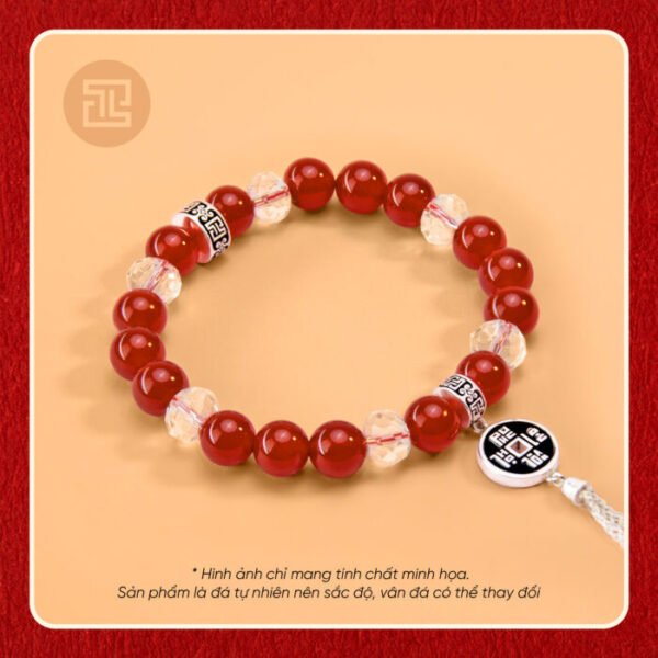 Vòng tay mã não đỏ rực rỡ mang ý nghĩa may mắn và phúc lộc thọ toàn